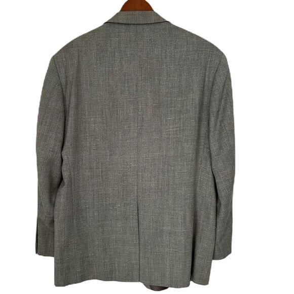Alan Flusser Sport Coat Men 44 Short Gray Wool Linen Herringbone Classic Office - Picture 2 of 16